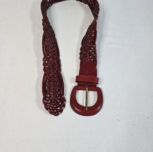 Belt women's braided leather 72877 07 Turkish made size small color red
